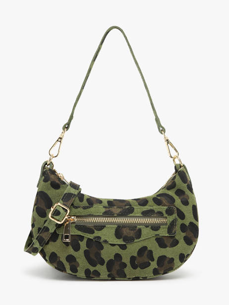 Shoulder Bag Velvet Leopardo Leather Milano Green velvet leopardo VL24061