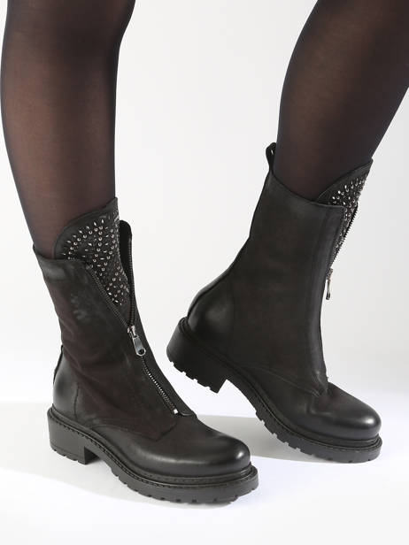 Boots Biker In Leather Metisse Black women MA1009 other view 1