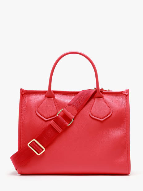 Medium Leather Jour Tote Bag Lancel Red jour A12996 other view 3