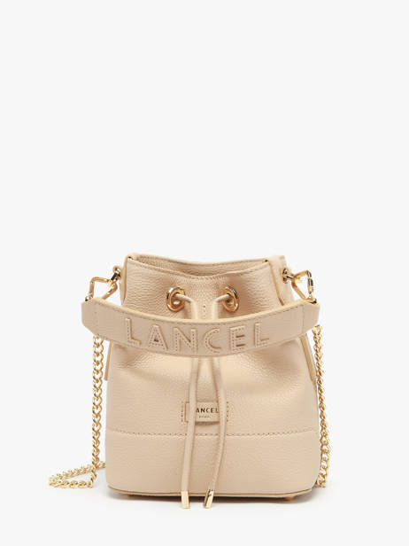 Leather Ninon Mini Bucket Bag Lancel Beige ninon A11466