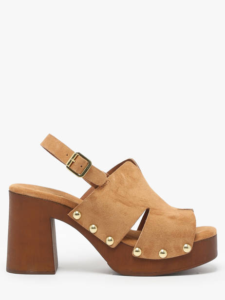 Sandales à Talon Carbini En Cuir Coco abricot Marron women V3107B