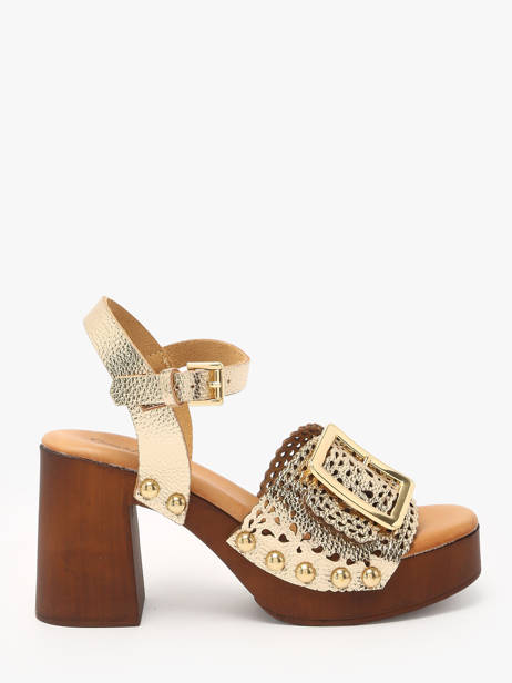 Sandales à Talon Sagonne En Cuir Coco abricot Or women V3123D