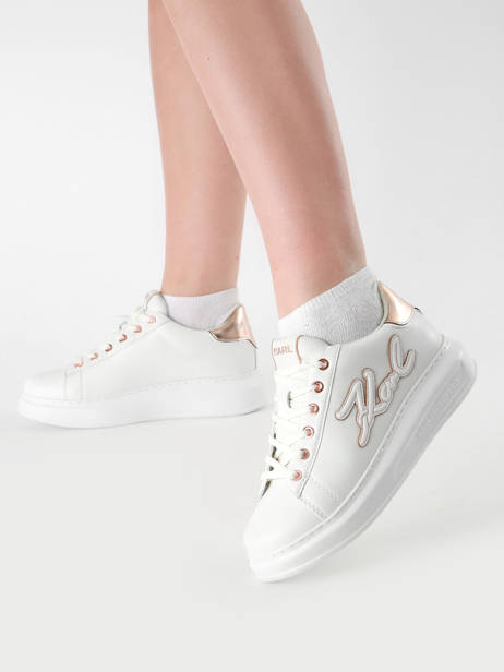Sneakers Kapri Signiature Embossed En Cuir Karl lagerfeld Blanc women KL62511A vue secondaire 1