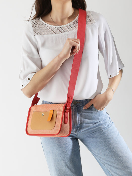 Longchamp Le foulonné soleil Sacs porté travers Rouge