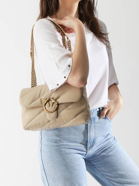 Sac Bandoulière Love Bag Puff Cuir Pinko Beige love bag puff A0F2 vue secondaire 1