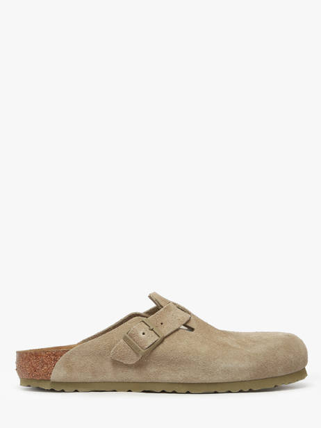 Mules Boston Suede En Cuir Birkenstock Vert men 1025788
