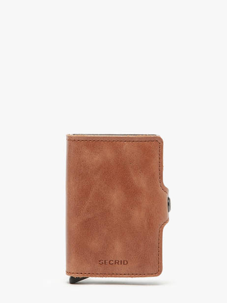 Porte-cartes Twin 2 Compartiments Cuir Secrid Marron vintage TV