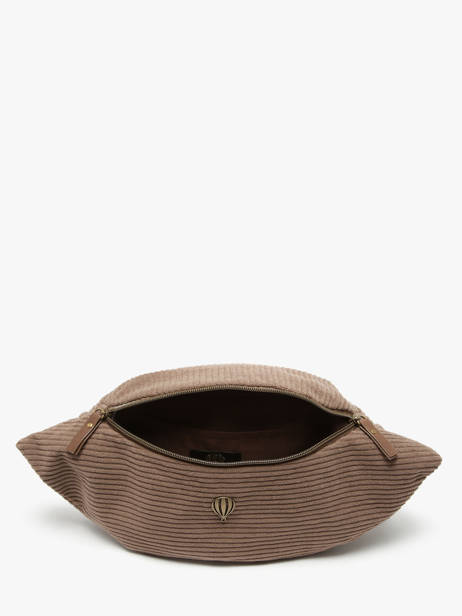 Sac Banane Le voyage en panier Marron velours AHP244 vue secondaire 3