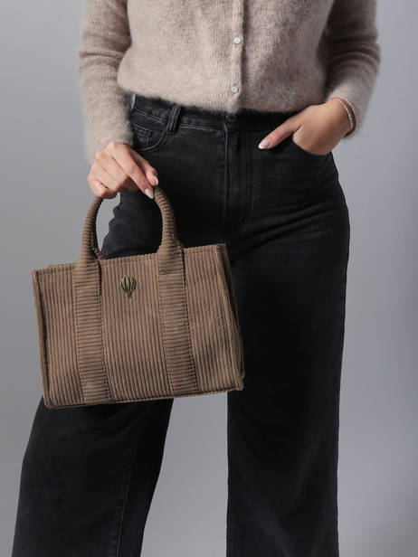 Sac Porté épaule Velours Polyester Le voyage en panier Marron velours AHP242 vue secondaire 1