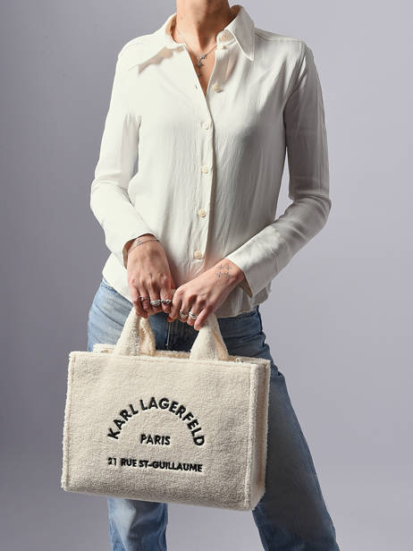 Sac Cabas Rue St Guillaume Shearling Karl lagerfeld Blanc rsg A4W50013 vue secondaire 1